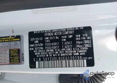 2014 Hyundai Santa Fe Sport 2.4L from USA, damaged, VIN 5XYZUDLB2EG130198